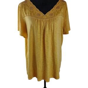 UNBRANDED Women's Blouse Top Tunic Cotton Yellow Lightweight Casual flowy